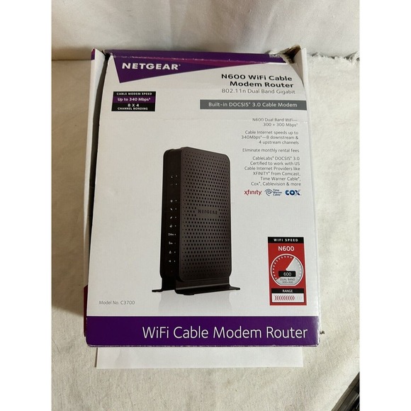 NETGEAR - N600 WiFi Cable Modem Router (C3700) -Black - Picture 1 of 2